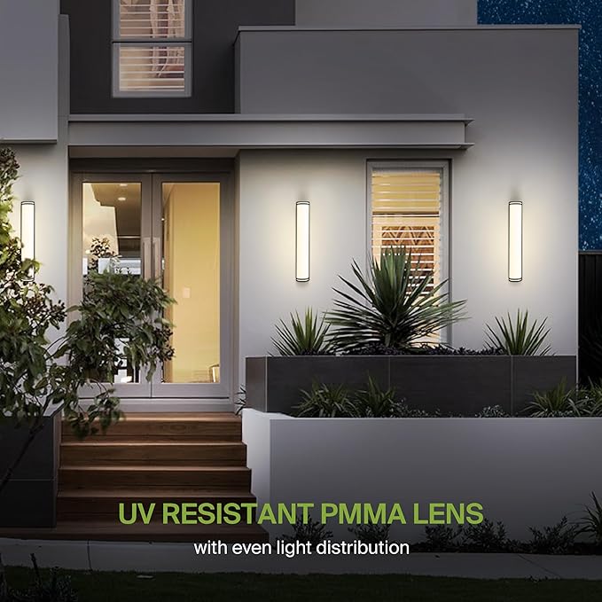 ASD 36 Inch LED Outdoor Sconce Lights - 30W 120-277V 3000K 4000K 5000K Black Exterior Lighting Fixtures, Dimmable Exterior Lights for House, Modern Patio Wall Light Fixture ETL