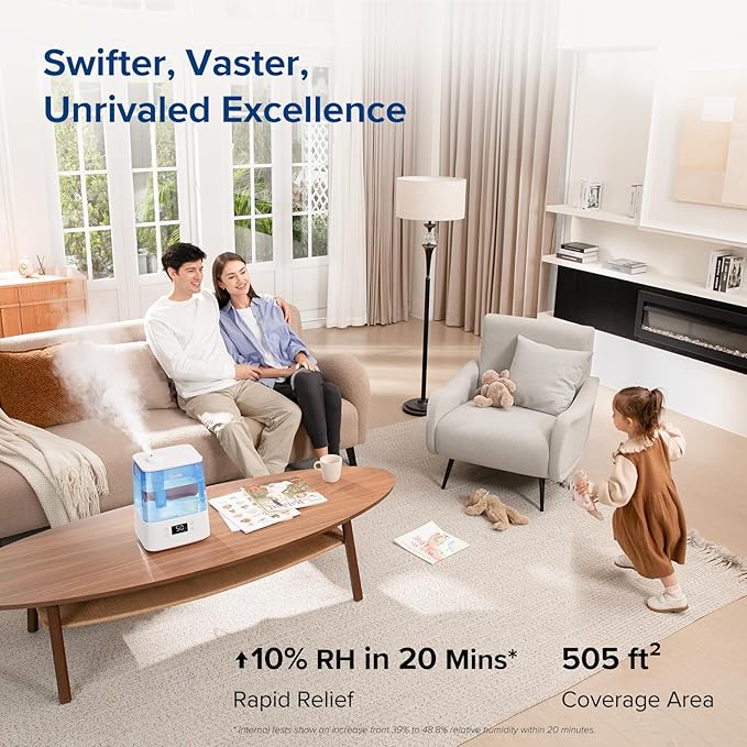Levoit Air Purifier 1980 Ft2 Room With Air Quality Monitor and Humidifier 6L Tank App Control Essential Oil Diffuser