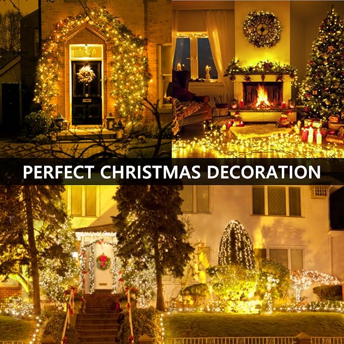100FT 2000 LED Cluster Christmas Lights, Christmas Tree Lights Outdoor Indoor with 8 Modes & Timer & Remote, Firecrackers String Lights Waterproof for Garland Party Xmas Decorations, Warm White
