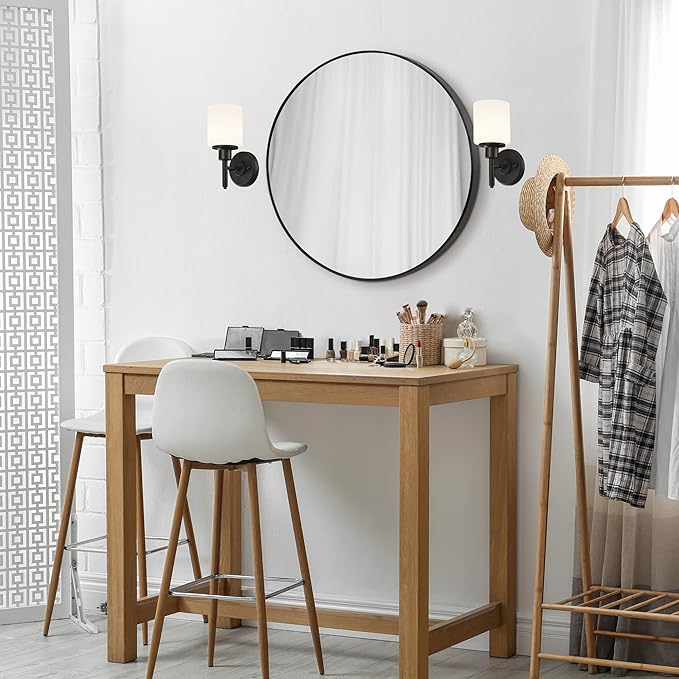 Design House 588210 Aubrey Transitional 1-Light Indoor Wall Light Dimmable Frosted Glass for Hallway Foyer Bathroom, Matte Black