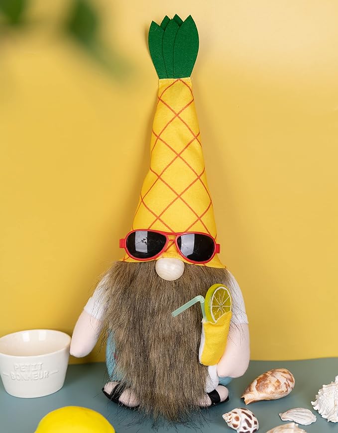 Pineapple Gnome Decor - Cute Farmhouse Style Stuffed Plush Shelf Figurine - Pineapple Decor - Rustic Gnomes Decorations for Home & Office - Pineapple Decorations for Home - Pineapple Gifts for Women