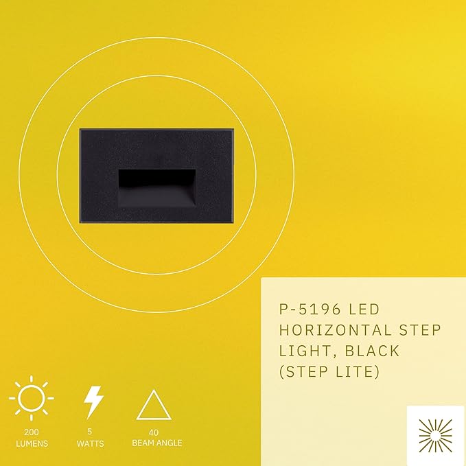 5W LED Horizontal Step Lights, Black Finish, 120V Dimmable LED Stair Lights Indoor and Outdoor, 200 Lumens, CRI 90+, IP-65 IC Rated, ETL Listed, Cool White 4100k