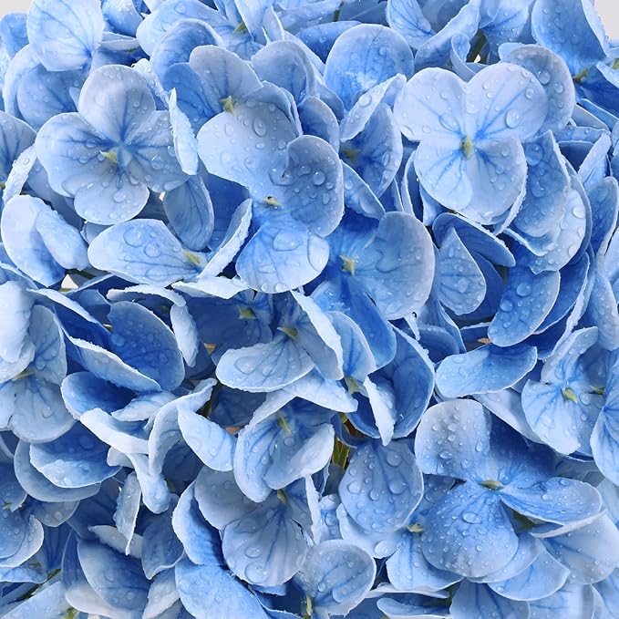 4 Pcs Real Touch Hydrangea Artificial Flowers, 21" Blue Full Faux Hydrangea Flowers Latex Fake Flowers for Home Decor Party Floral Arrangements Wedding Bouquets Centerpieces Outdoor Decor