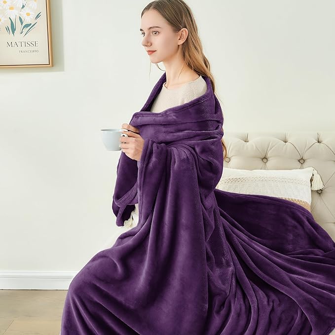 BEDELITE Fleece Blanket Purple Throw Blanket for Couch & Bed, Luxury Plush Cozy Fuzzy Blanket 50" x 70", Super Soft Warm Lightweight Fall Throw Blanket for Travel Camping