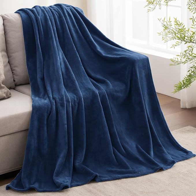 BEDELITE Fleece Blanket Twin Size Navy Blue Throw Blankets for Couch & Bed, Luxury Plush Cozy Fuzzy Blanket 60x80 inches, Super Soft Warm Lightweight Throw Blanket for Travel Camping