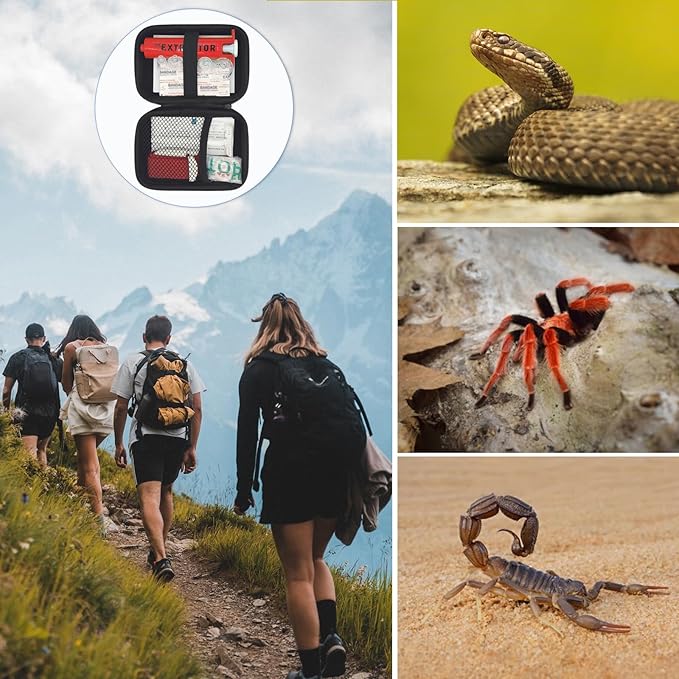 Snake Bite Kit for Humans,Rattlesnake Bite Kit,Bee Sting Kit, Venom Snake Bite Kit for Dogs,Venom Extractor Kit,Venom Extractor Suction Pump, Bite and Sting First Aid for Hiking,Camping(Red)