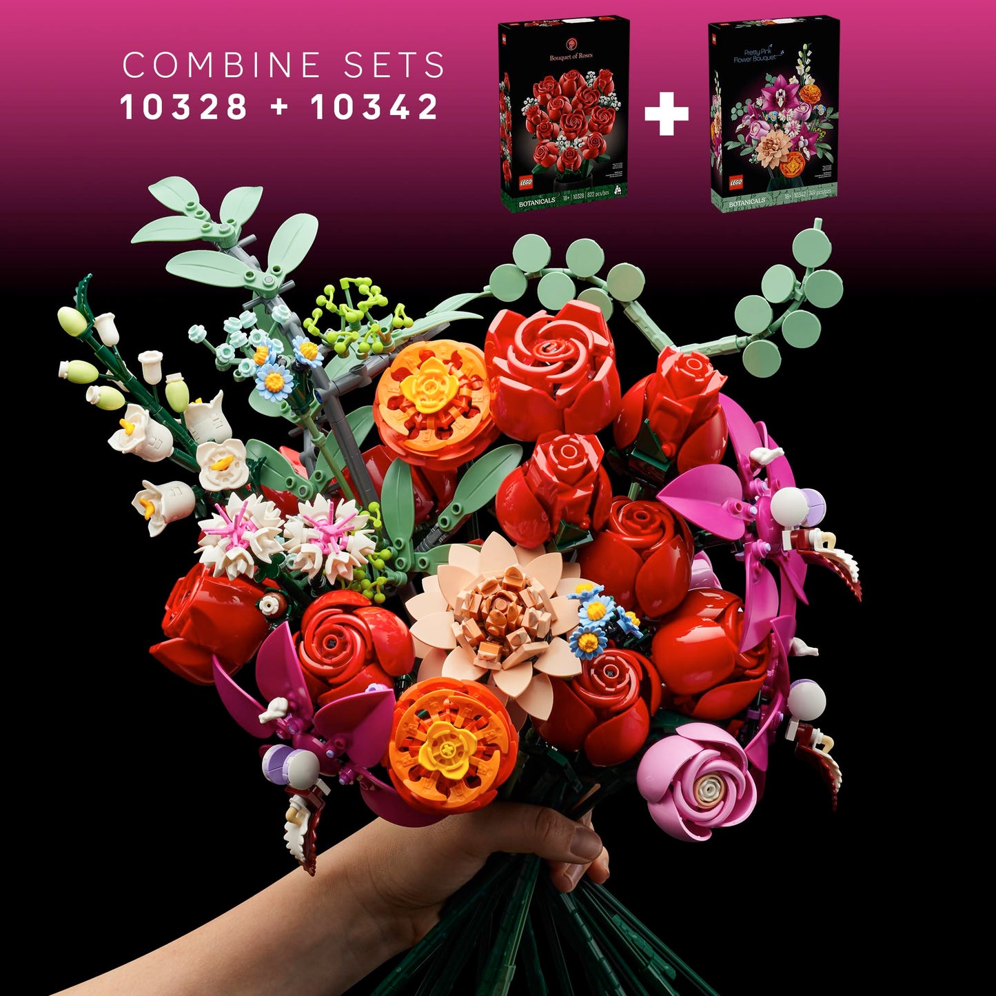 LEGO Botanicals Pretty Pink Flower Bouquet Building Set for Adults - Gifts for Anniversary for Women & Men - Artificial Flowers for Decor or Table Display - 10342