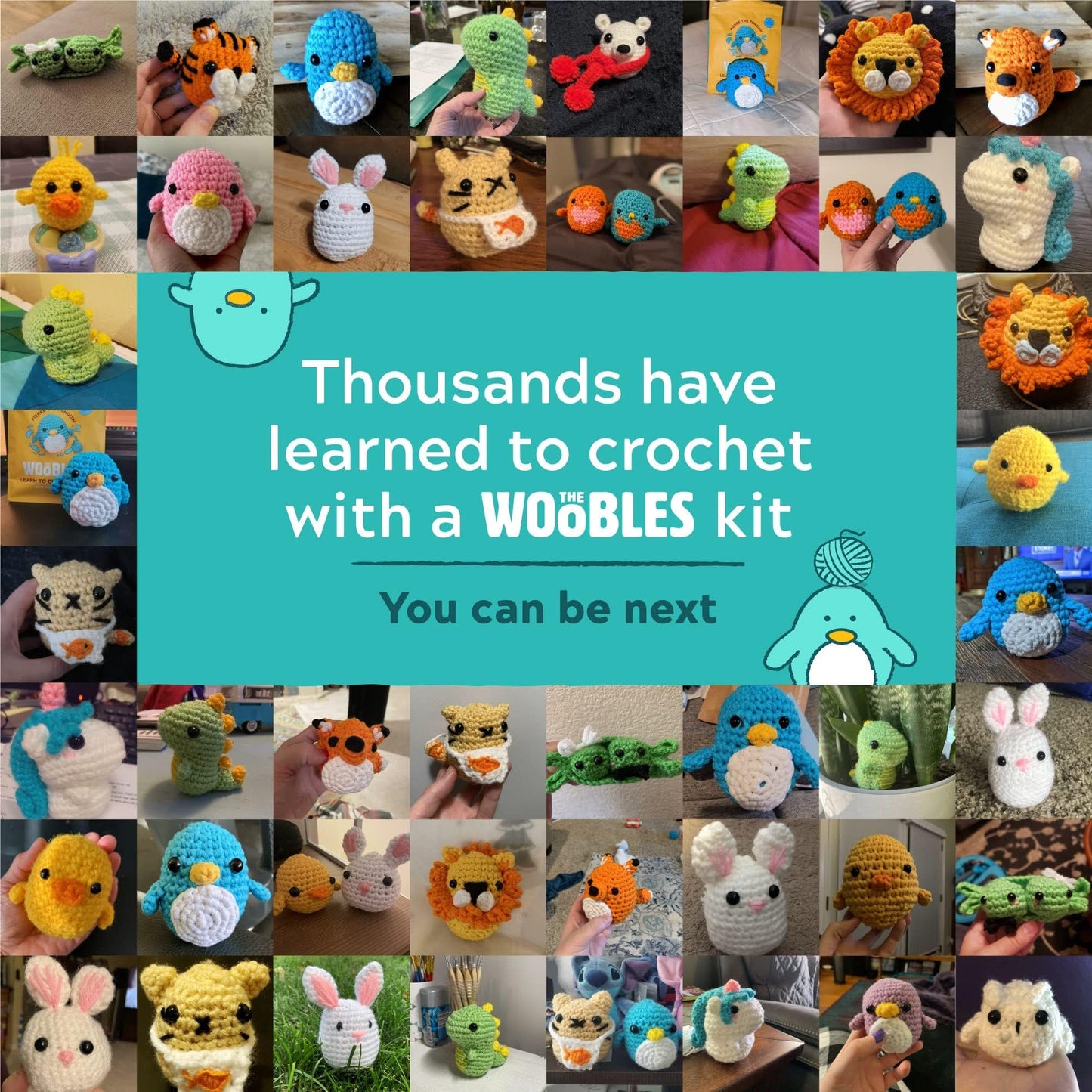 The Woobles Crochet Kit For Beginners - Easy Arts And Crafts Knitting & Crochet Animals Kit As Seen On Shark Tank - Fred The Dinosaur