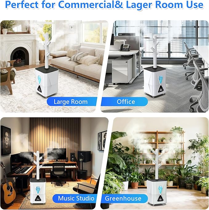 Humidifier Large Room,13L/3.43Gal 1400 sq.ft, Cool Mist Humidifiers for Bedroom with 1350mL/H Spray Output for Home, Office, Plants, Warehouse, House
