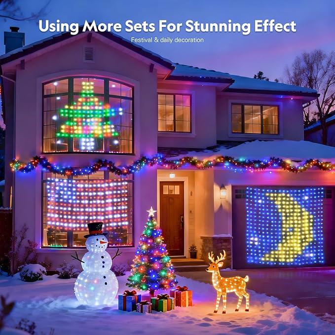JMEXSUSS App-Controlled Color Changing Curtain Lights, 400 LED RGB String Lights for Halloween, Bedroom, Window, Wall, Party, Backdrop, Christmas, Indoor, and Outdoor Decorations, 6.5x6.5ft