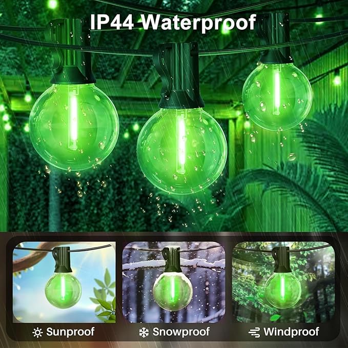 LAMPHOME 4Pack Green St. Patrick's Day LED Outdoor String Lights, 26Ft Patio Lights with 12+1 Edison Shatterproof Bulbs(1 Spare), Irish Theme Connectable Lights for Backyard Porch Party Outside Decor