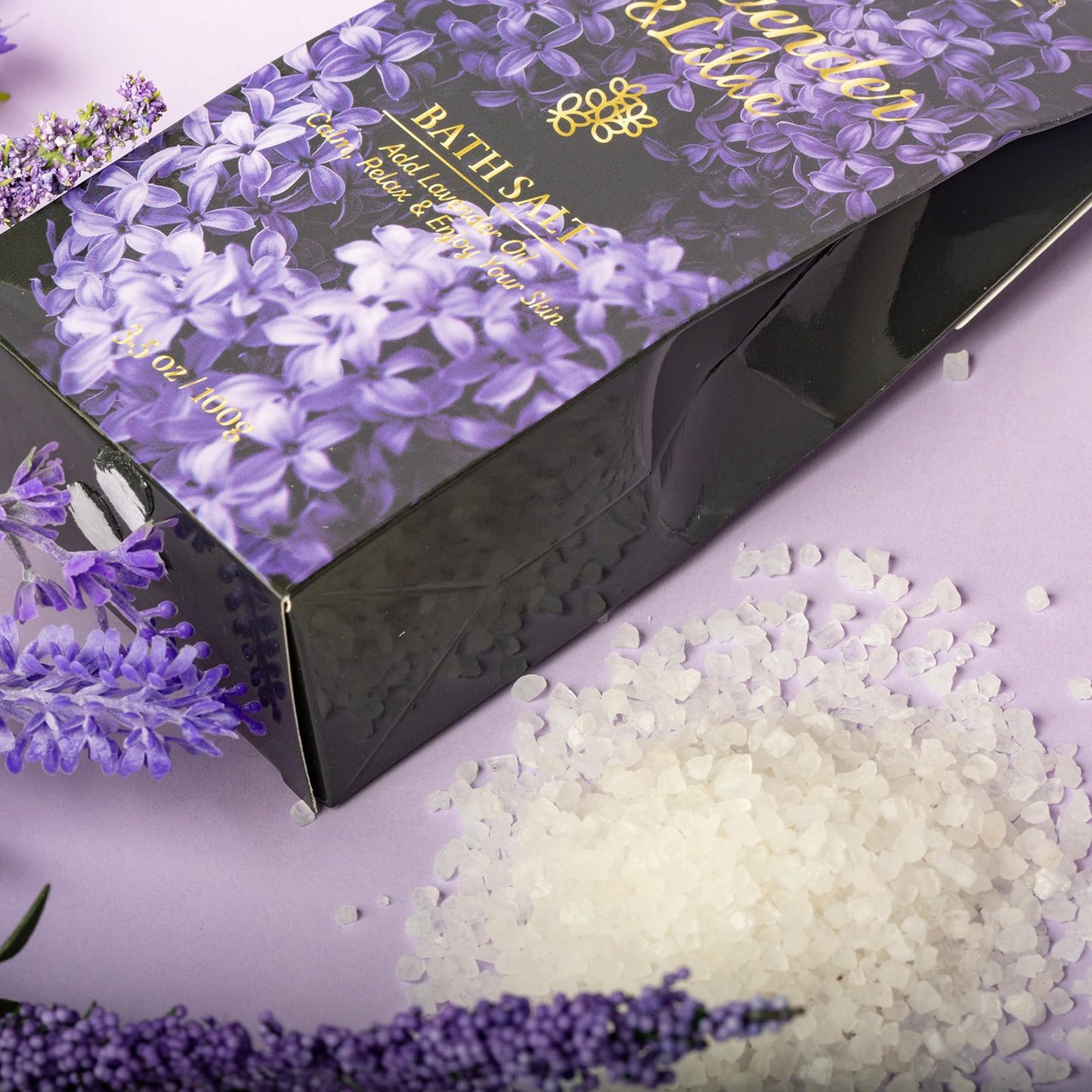 Birthday Gifts for Women, Luxury Home Spa Kit, 8pcs Lavender & Lilac Bath Gift Set, Gift Baskets for Women Unique with Bath Bombs, Sea Salt, Scented Candle, Body Lotion