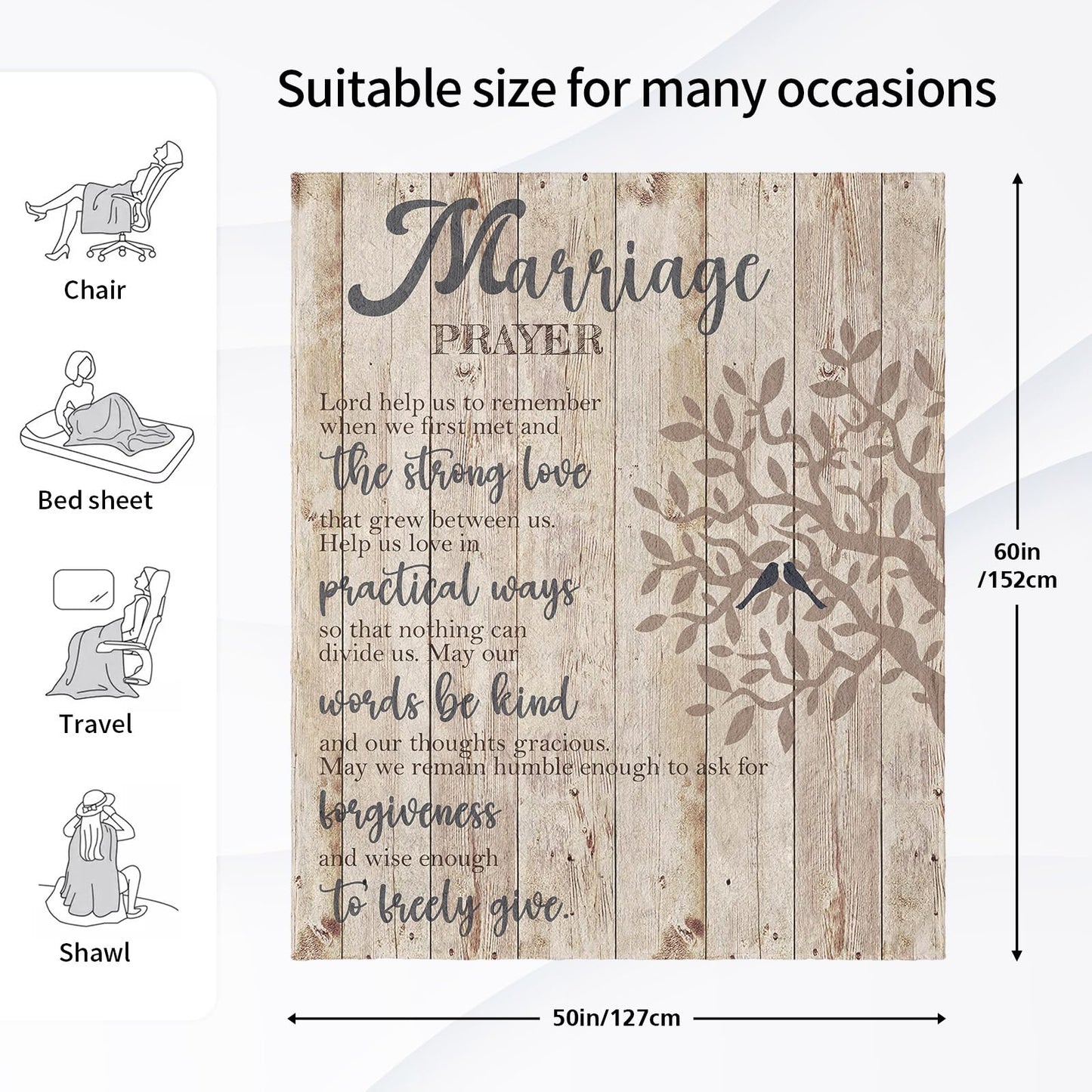 Dfaqehk Wedding Gifts for Couples 2025, Bridal Shower Gift for Bride to Be, Best Bride Gifts for Wedding Day, Unique Newlywed Gifts for Couples, Marriage Prayer Throw Blanket 60 x 50 Inch