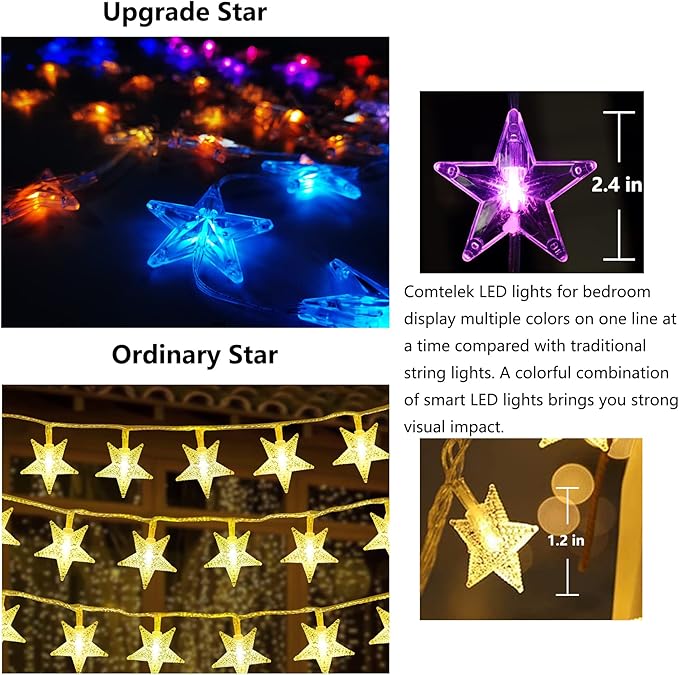 Bed Canopy with LED Star Lights, Black Canopy Bed Curtain with RGB Color Changing String Lights with Smart App Control Remote for Princess Girls Bedroom, Suggested for Twin Full Queen King Bed