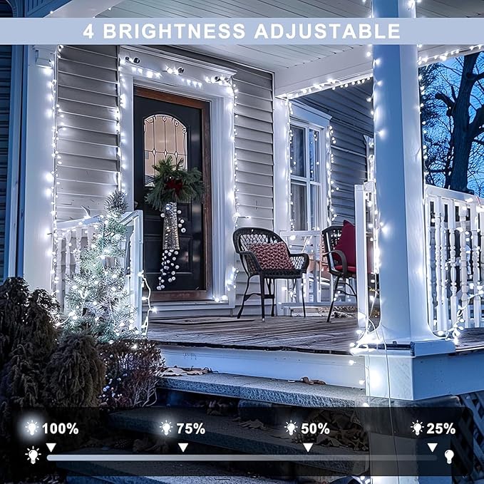 JMEXSUSS 132 ft 400 LED White Christmas Lights Indoor Outdoor Waterproof, 8 Modes White String Lights Plug in with Remote, Christmas String Light for Outside Tree Party Patio Bedroom Classroom Decor