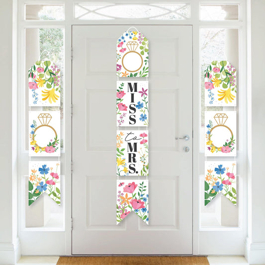 Big Dot of Happiness Wildflowers Bride - Hanging Vertical Paper Door Banners - Boho Floral Bridal Shower and Wedding Party Wall Decoration Kit - Indoor Door Decor