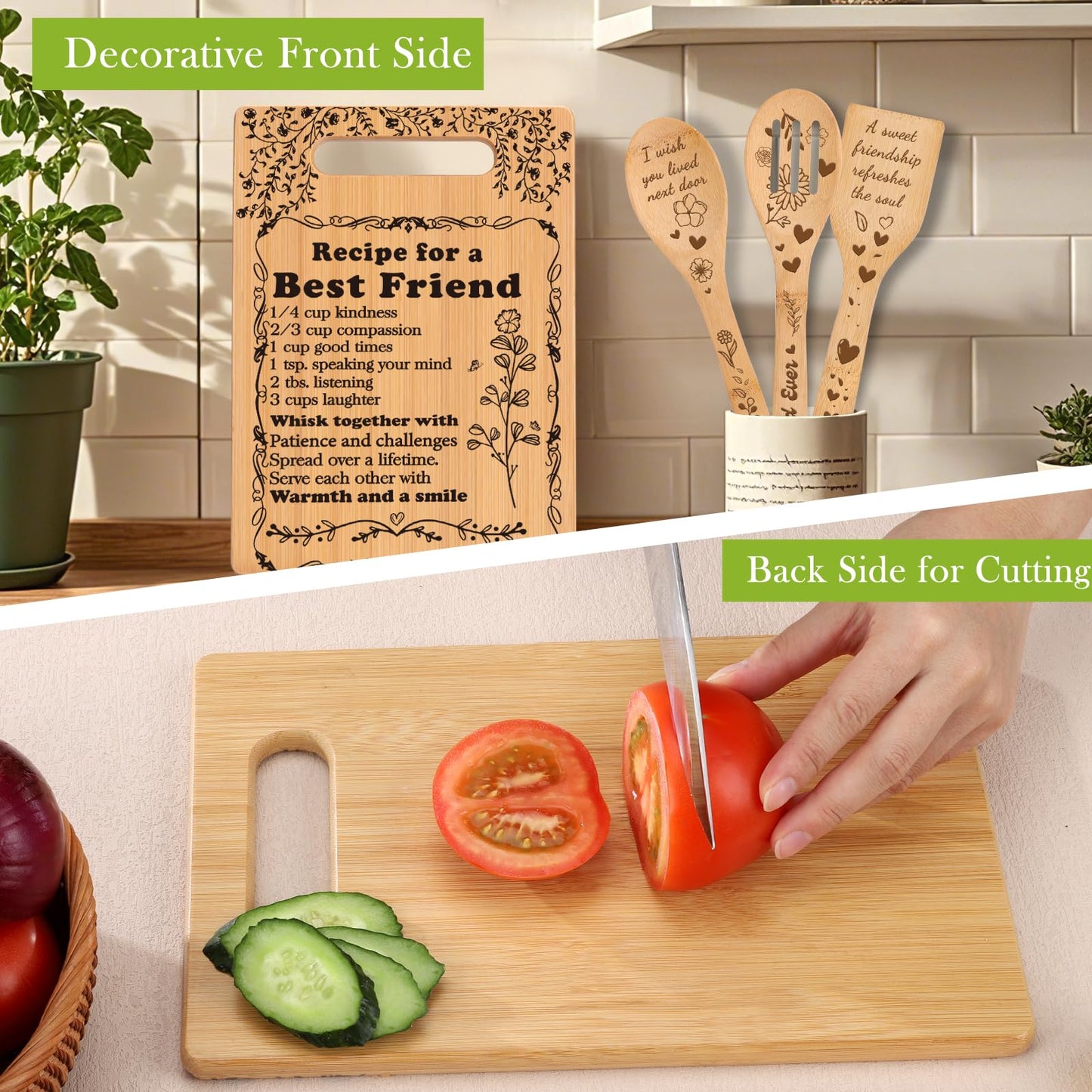 Friend Birthday Gifts for Women Friendship Best Friends Christmas Unique Gifts Ideas for BFF Bestie Soul Sister Bestie Gifts for Woman Female Bestfriend BFF Gifts Friend Forever Cutting Boards Set