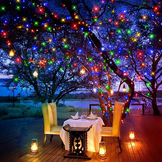 132 FT 400 LED Fairy Lights Plug in Christmas String Lights Outdoor Waterproof Twinkle Lights with Timer 8 Modes Memory for Holiday Wedding Party Tree Wall Bedroom Garden Decorations-Multicolored