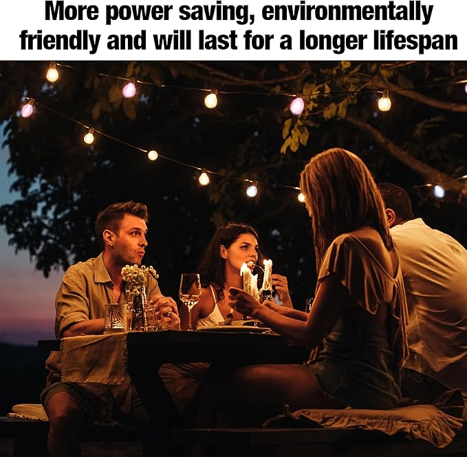 iMagic Outdoor String Lights, 49 Ft Smart RGB Patio Lights, 15 LED Bulbs Multi Color String Lights, for Alexa/Google Assistant, App Control, 2.4 GHz Only, IP65 Waterproof, Meet to U.S. Standards