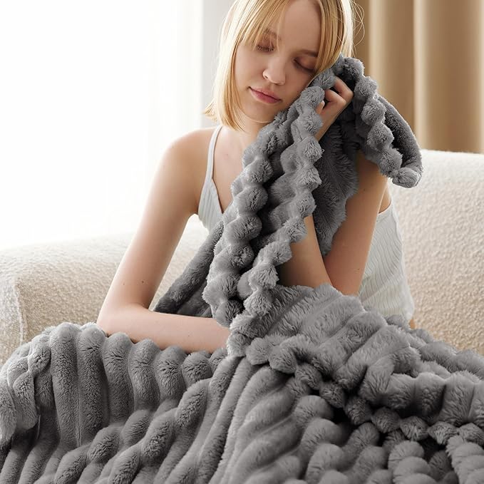Bedsure GentleSoft Frost Gray Twin Blanket for Bed - Cozy Soft Blankets for Women, Cute Large Throws for Girls, 66x90 Inches