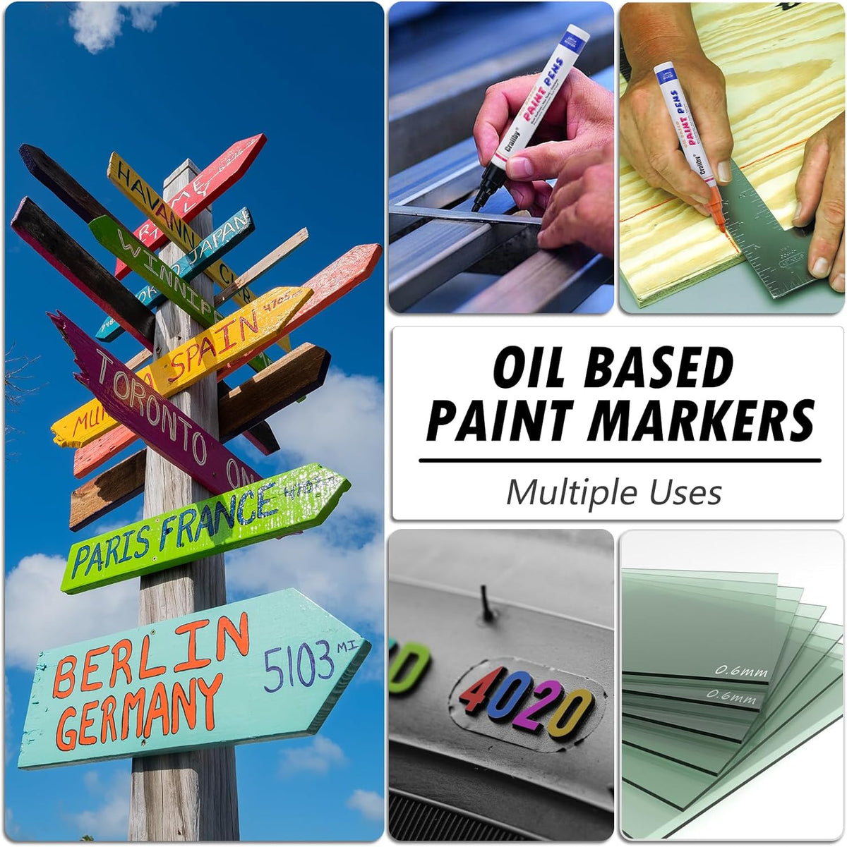 Brown Paint Markers, 12 Pack Oil-Based Waterproof Quick Dry Permanent Paint Pen Set for Rocks Painting, Wood, Fabric, Plastic, Canvas, Glass, Mugs, Metal, Tire, Stone, DIY Craft