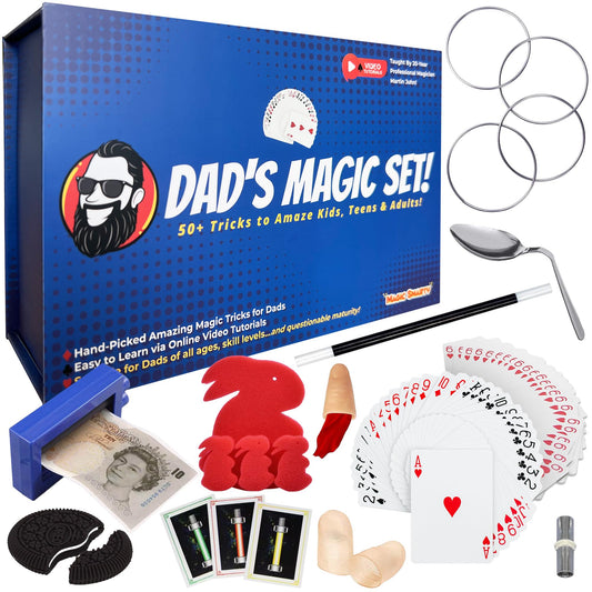 Dad’s Magic Set – 50 Awesome Tricks for Dad to Amaze The Family – Video Tutorials Included - Taught by 20-Year Pro Magician Martin John - A Great Fun Dad Gift