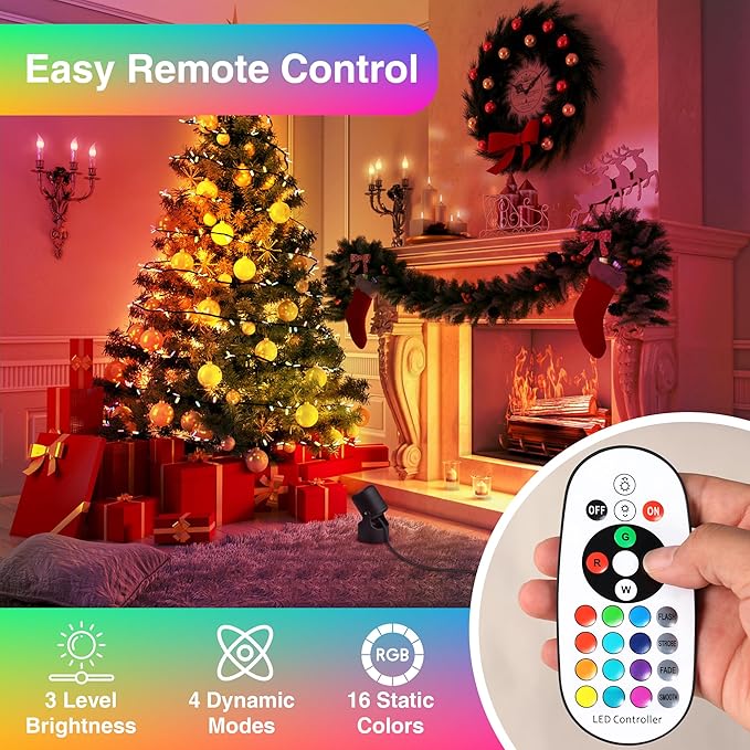 RGBW Christmas Spot Lights Indoor 6W Up Lights Indoor with Remote Control 16 Color Changing Uplighting Indoor 120V LED Spotlight Indoor Dimmable Uplights Indoor for Parties Plant Decor, 2 Pack