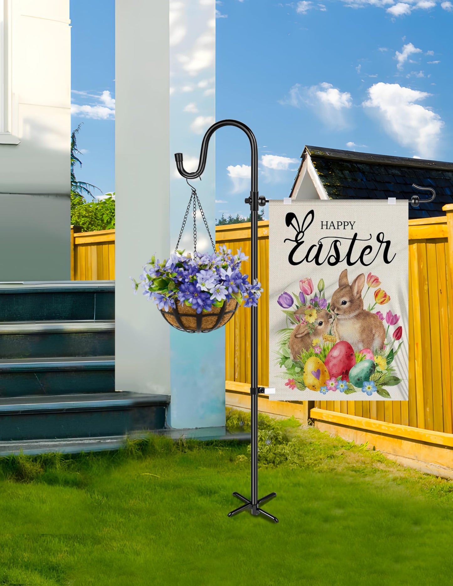 XDW-GIFTS Garden Flag Stand, Sturdy 2-Pack Flag Pole Holder with Shepherd Hook for Yard Decorations Outdoor Garden Flag Holder for 14''x20'' Flags 45 in Heavy Duty Yard Flag Post Stake (Without Flag)