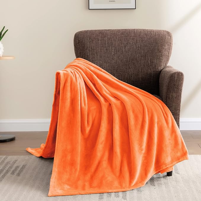 BEDELITE Fleece Blanket Twin Size Orange Throw Blanket for Couch & Bed, Luxury Plush Cozy Fuzzy Fall Blanket 60x80 inches, Super Soft & Warm Blankets for Travel Camping