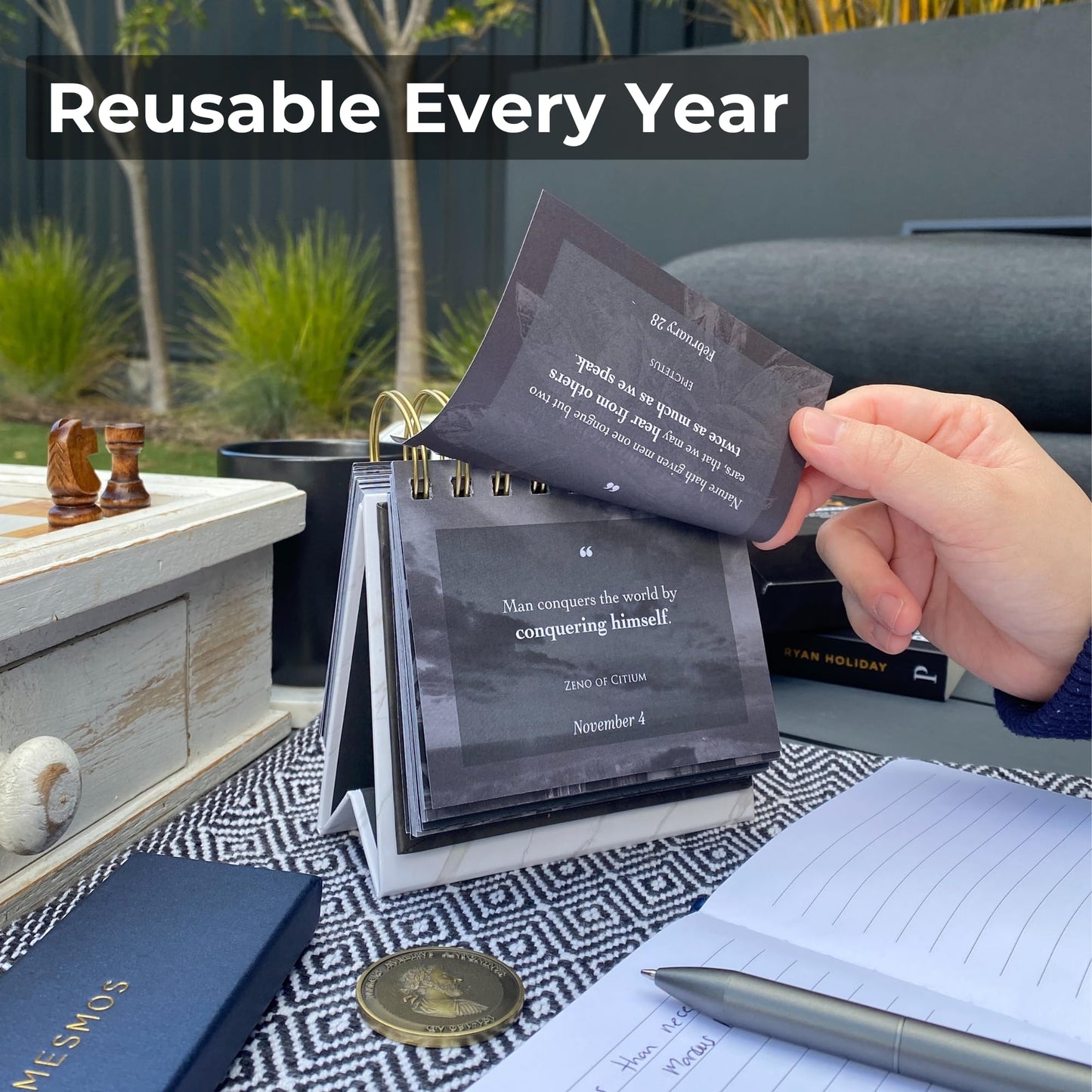 MESMOS 366 Daily Stoic Calendar, Inspirational Gifts for Men, Father's Day Gifts for Dad, Daily Affirmations Office Desk Decor for Men, Motivational Self Care Office Desk Accessories