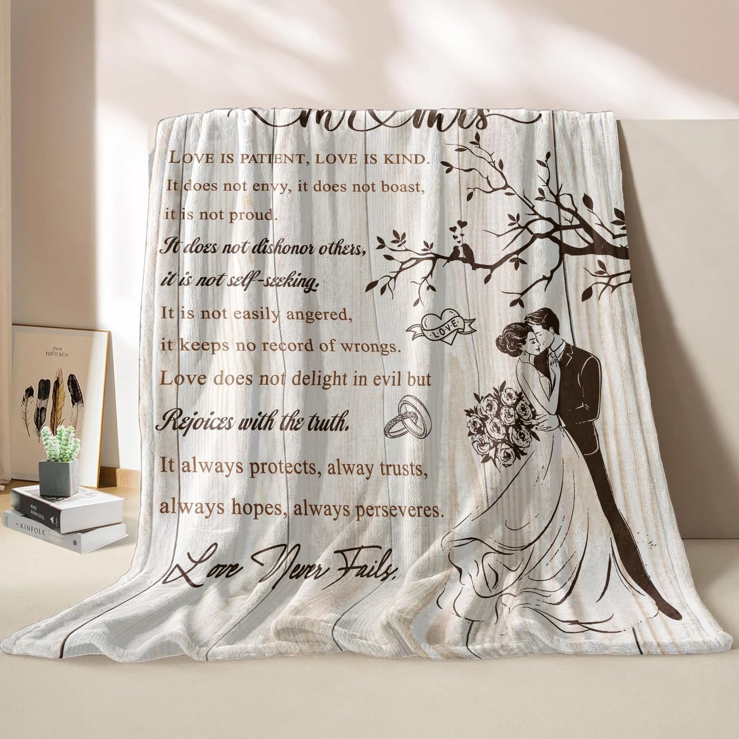 VHIKMLY Wedding Gifts for Couples 2025, Wedding Gifts for Newlyweds, Bridal Shower Gifts for Bride to Be, Wedding Blanket, Mr and Mrs Gift 60"x50" Happy Anniversary Marriage Throw Blanket