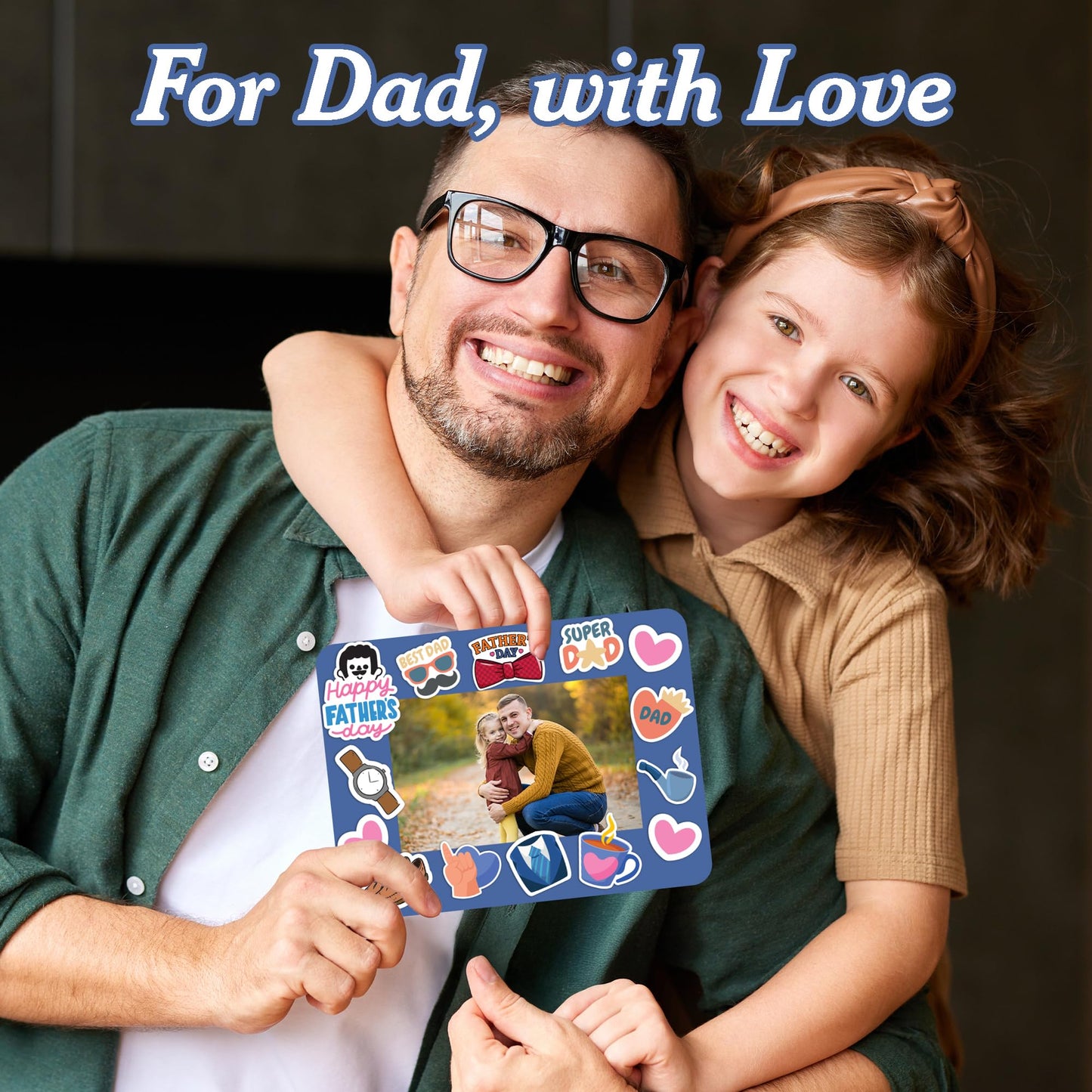 Set 24 Frames Fathers Day Crafts for Classroom with 264 Stickers, Easy DIY Project Fathers Day Gifts Bulk, Manualidades para El Dia Del Padre, DIY Ideas for Dad Kit (Paper Frame, Fit 2.6x4" Photo)"