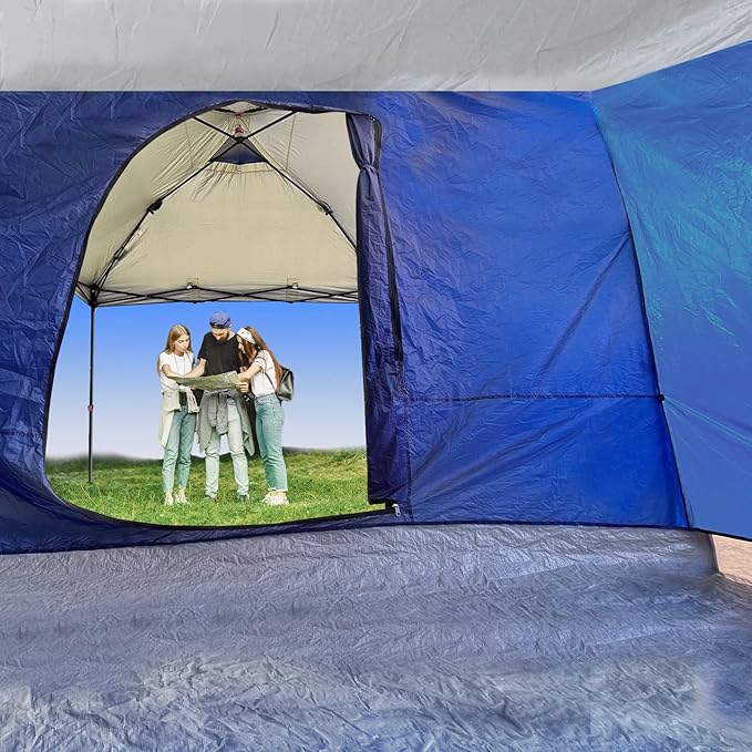 KAMPKEEPER Side Tent,Camping Tent for 10' x 10' Pop Up Canopy, Easy Set Up Gazebo,Compatible with 10' Wide Canopy Tents（Blue）