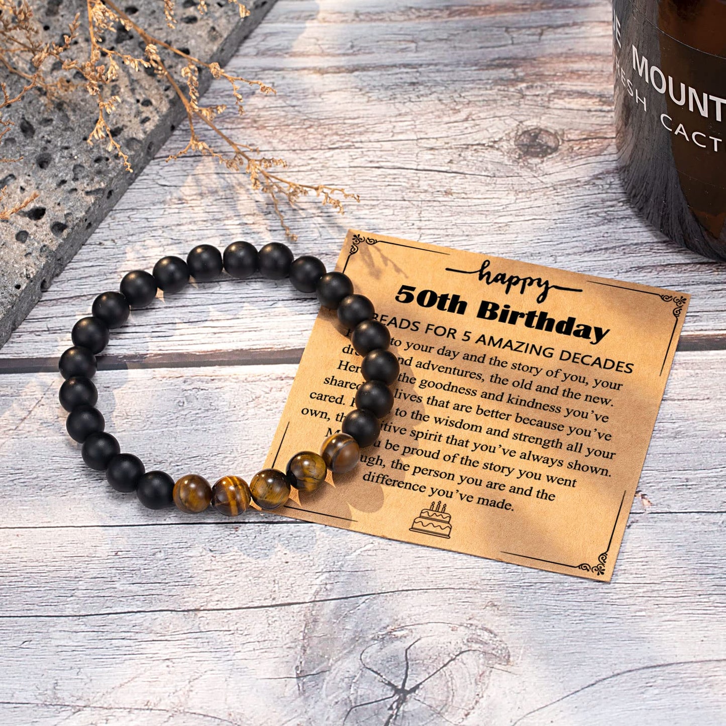 UPROMI 50th Birthday Gifts Decorations for Him Men, Happy 1975 Birthday Gifts for 50 Year Old Man Male Bracelet Ideas