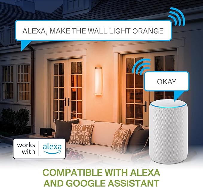 ASD 24 Inch Smart RGBW LED Outdoor Sconce Lights - 23W 120-277V 2700-6500K Black Exterior Lighting Fixtures, Remote Control Alexa Exterior Lights for House, Patio Wall Light Fixture ETL