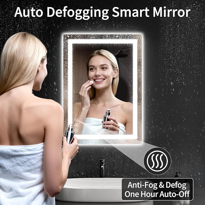 20"x28" LED Bathroom Mirror with Lights, Dimmable, Anti-Fog, Lighted Bathroom Vanity Mirror for Wall, Backlit + Front Lit, Memory Function, Shatter-Proof, Tempered Glass