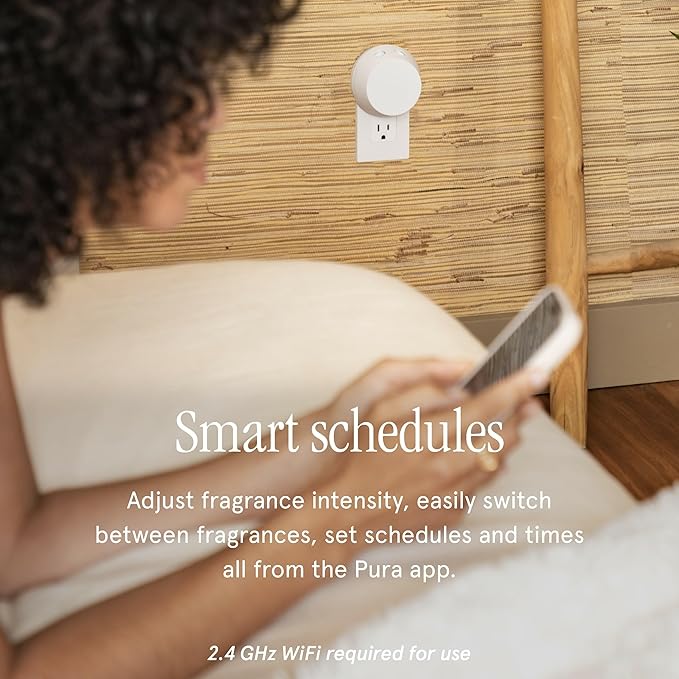Pura Smart Home Fragrance Device Starter Set - Pura 4 - Scent Diffuser for Home - Includes Fragrance Aroma Diffuser - Square Box, Orange Blossom and Lemon Verbena Scent Refills