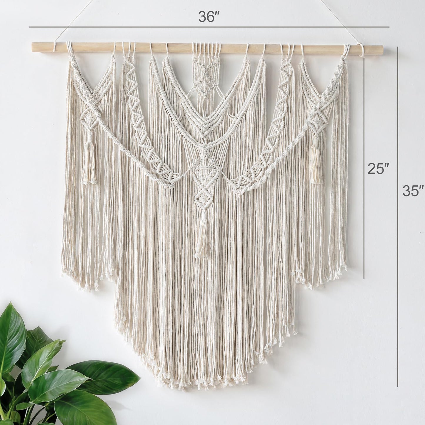 Mkono Macrame Wall Hanging Boho Home Decor Chic Woven Decoration for Bedroom Living Room Apartment Dorm Gallery Perfect Handmade Christmas Gift Ideas, 1 Pack, Large Size, 36"x35"""