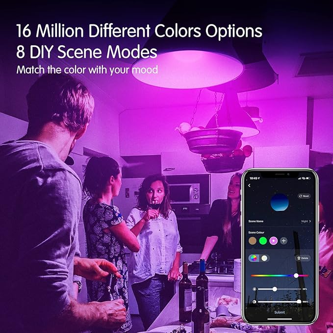 DAYBETTER Smart Light Bulbs, Alexa Light Bulb, WiFi Light Bulbs, RGBCW Color Changing Light Bulb A19 9W 800LM, Smart Bulbs That Work with Alexa & Google Assistant, 2.4Ghz only, No Hub Required,4 Pack