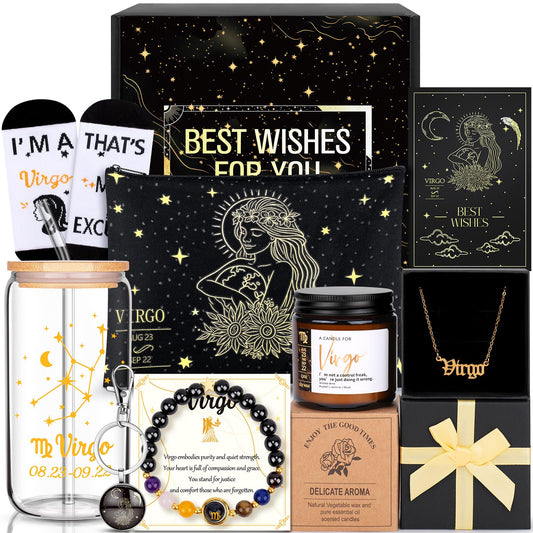 12PCS Virgo Birthday Gifts for Women-Virgo Zodiac Gifts for Women, Mom, Wife, Self Care Package,Get Well Soon, Mother's Day Baskets Birthday Astrological Baskets