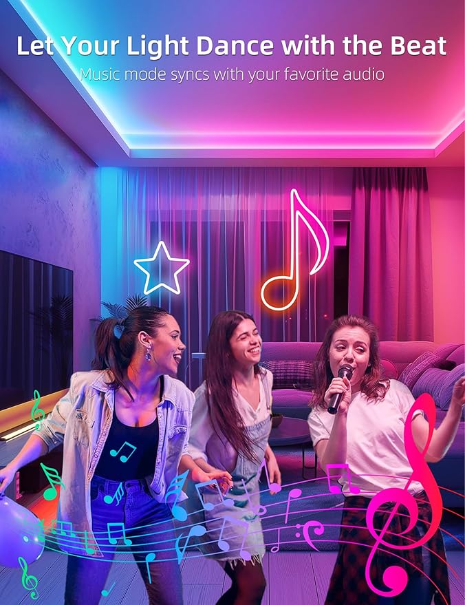 Lamomo RGB Neon LED Strip Lights, 16.4Ft Led Neon Rope Lights with App Remote Control, Music Sync, Indoor IP65, Waterproof, Flexible DIY Lights Design for Bedroom, Living, Gaming Room, Party Decor