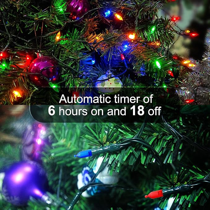 Battery Operated String Lights, 50 LED Multicolor Christmas Lights with Timer & 8 Modes, 18ft Mini Ligths for Christmas Tree, Wreath, Party, Wedding Thanksgiving Decoration