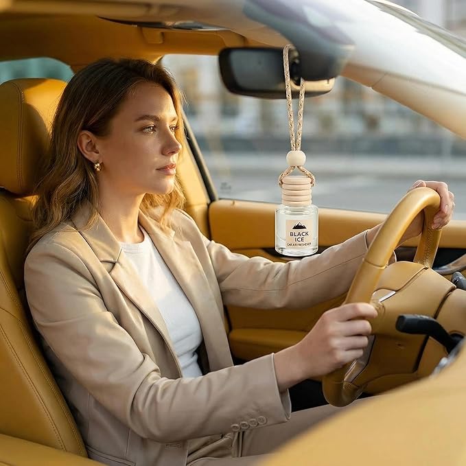 Plant-Powered Car Air Freshener 4-Pack, Essential Oil Hanging Car Diffuser for Rearview Mirror, Long Lasting Odor Eliminator, Aesthetic Auto Decor Accessories (Teakwood, Bamboo, White Tea)