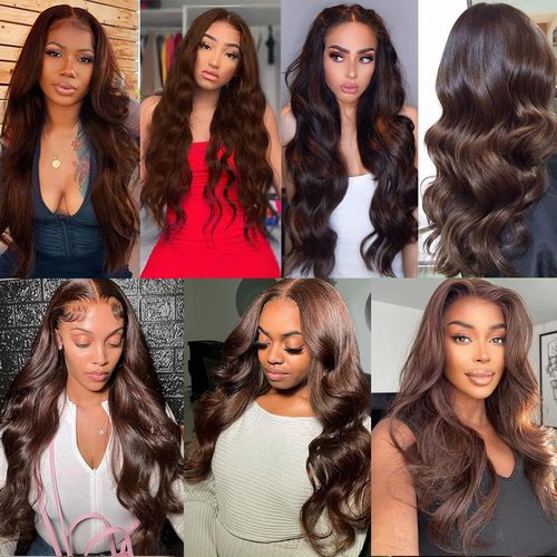 Fabimiya 14 16 18 Inch Human Hair Bundles Chocolate Brown 4# Body Wave Bundles Human Hair 100% Unprocessed Soft Sewn In Hair with Double Weft for Black Women