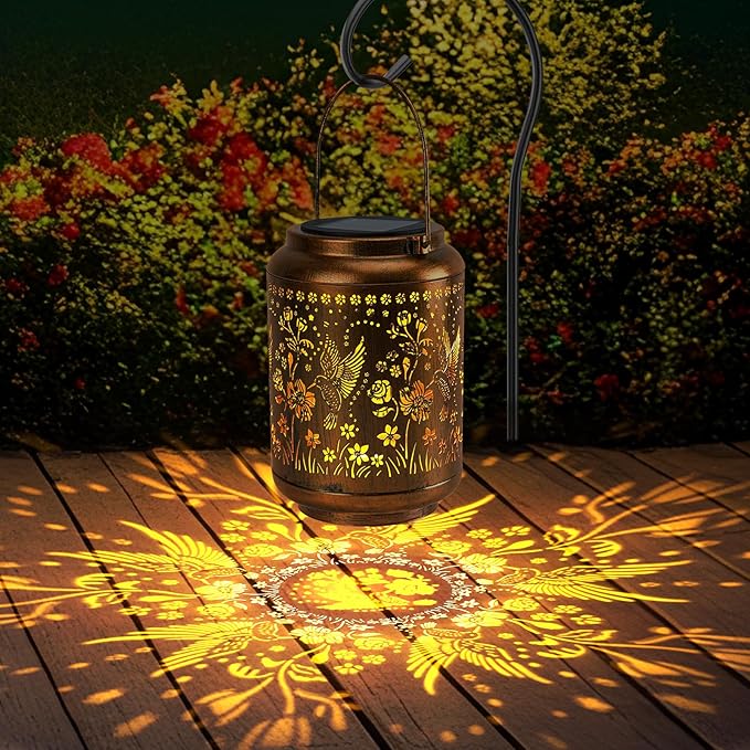 Solar Outdoor Waterproof Hummingbird Garden Decorative Lights, Outdoor Hanging Solar Lanterns, Gifts for Ladies Mom Grandma, for Patio, Deck, Backyard, Porch