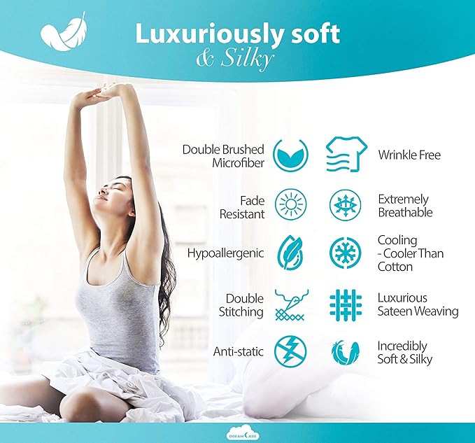 DREAMCARE Twin XL Sheet Sets – 3pcs Cooling Sheets – up to 15” Deep Pocket Twin XL Sheets Set – Hotel Luxury Sheets & Pillowcases – Superior Softness 100% Fine Microfiber with Side Pocket – Burgundy