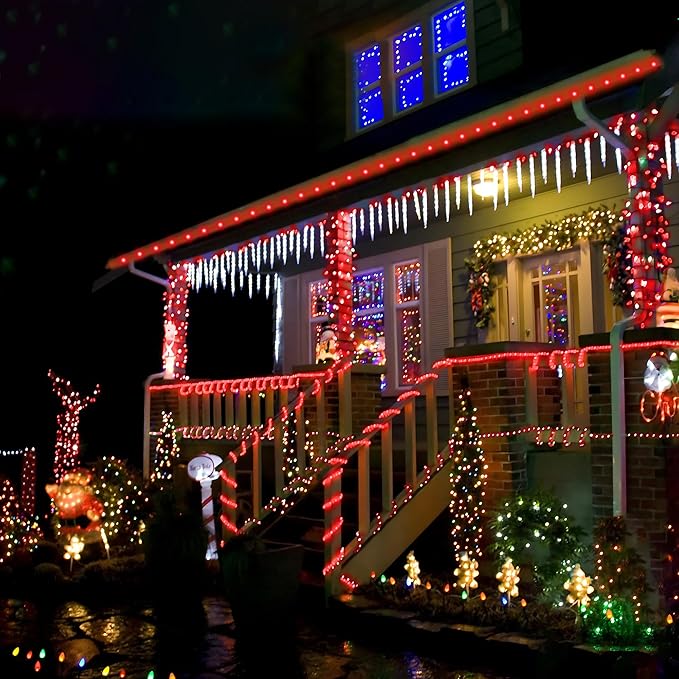 Solar Rope Lights, 2 Packs Total 132ft 400LED Solar String Lights, 8 Modes Waterproof Solar Powered Outdoor Light, Flexible Clear Tube Light for Garden Backyard Patio Deck Porch Tree Xmas Decor - Red