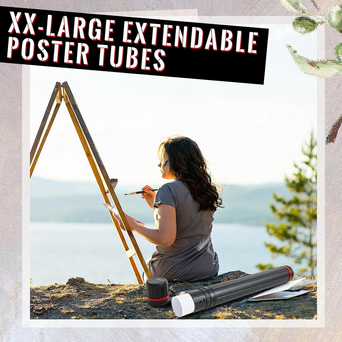 4 Pcs Large Extendable Poster Tubes from 30'' to 49' with Strap Poster Carrying Case Telescoping Tube Portable Blueprint for Posters, Blueprints, Artwork, Map Storage(Classic Standard Style)