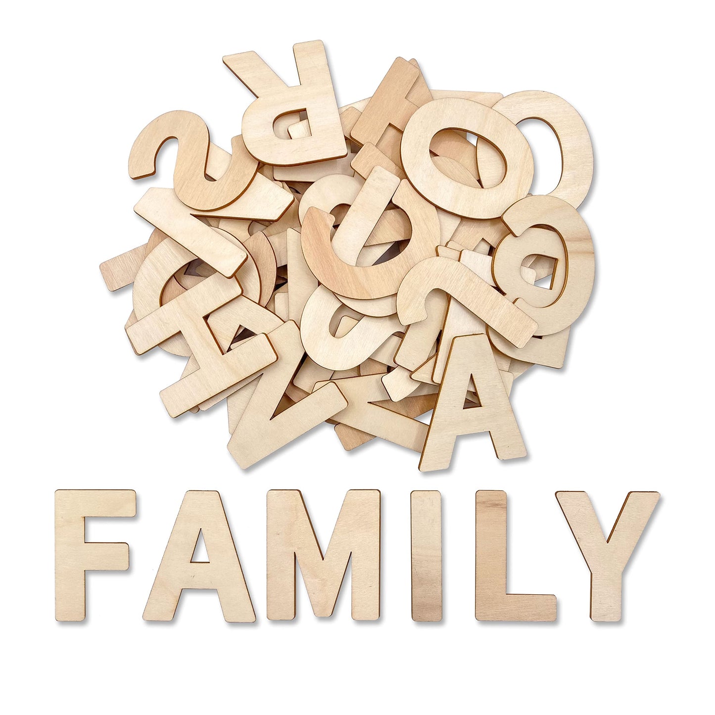 182 Pieces 2-1/2 Inch (2.5") Wooden Letters Craft Wood Letter Unfinished Alphabets with Extras Wall Decor"