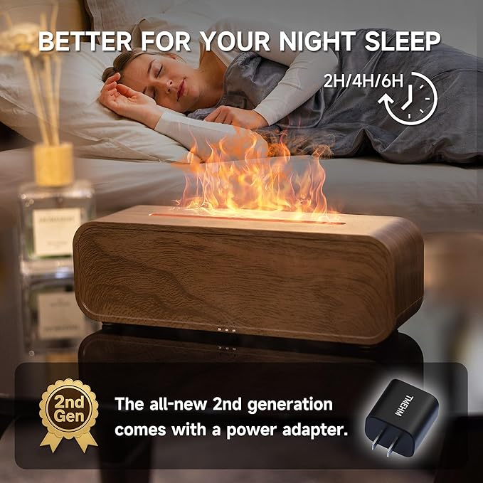 Sound Reactive Flame Air Diffuser Humidifier,7 Colors Aromatherapy Essential Oil Diffuser,Ultrasonic Aroma Humidifier with Timer for Home,Bedroom,Office,Yoga
